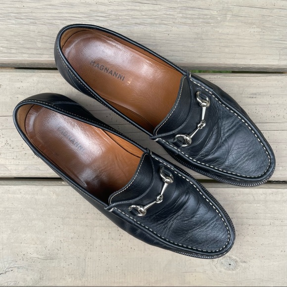 Magnanni Shoes | Magnanni Black Leather Horsebit Slip on Loafers Shoes Size 8.5 | Color: Black | Size: 8.5 | Kindness_Is_Key's Closet